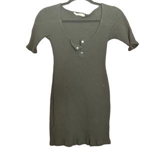 Black Ribbed Fitted Cozy Baby Doll Dress